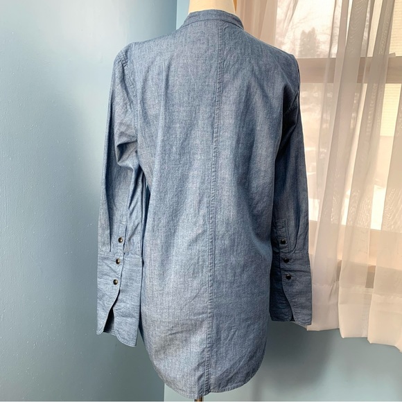 J. Crew Classic-fit Chambray Tuxedo Popover Shirt - Picture 6 of 9